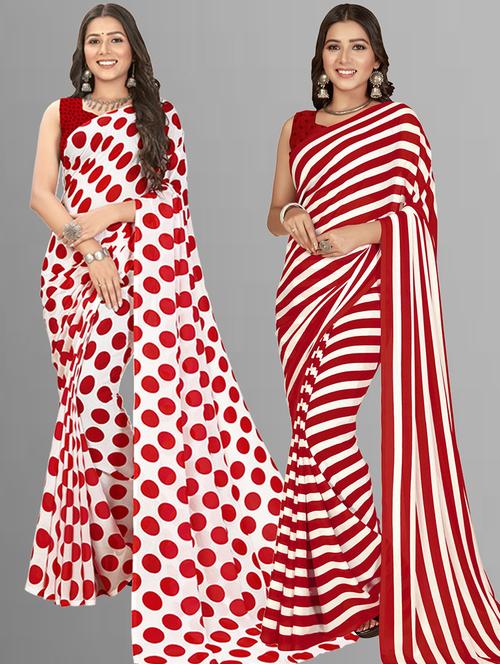women pack of 2 casual wear combo sarees with blouse - 21427290 - Very Small Image - 1