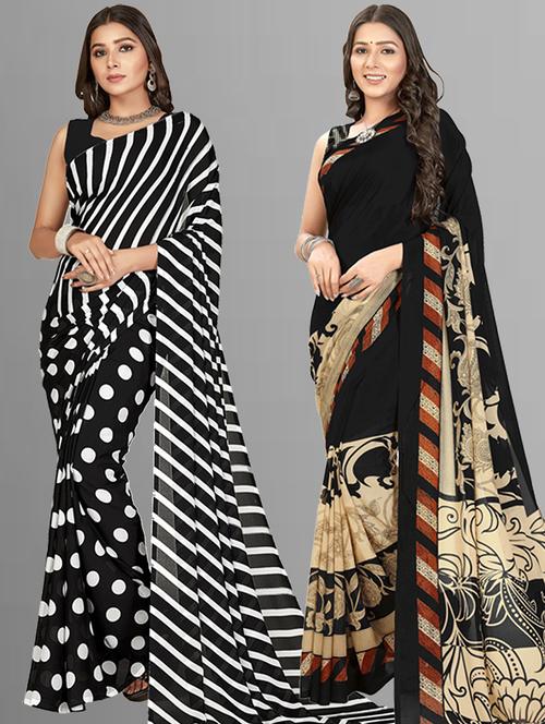 women pack of 2 casual wear combo sarees with blouse - 21427352 - Very Small Image - 1
