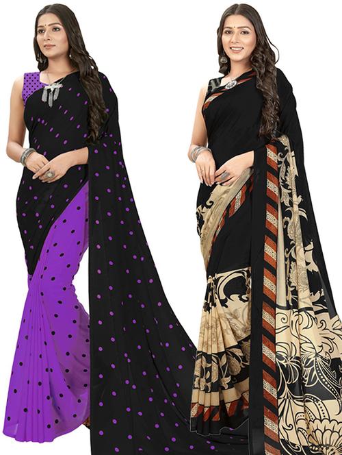 women pack of 2 casual wear combo sarees with blouse - 21427355 - Very Small Image - 1