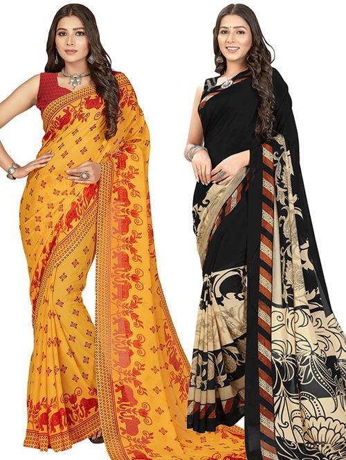women pack of 2 casual wear combo sarees with blouse - 21427357 - Very Small Image - 1