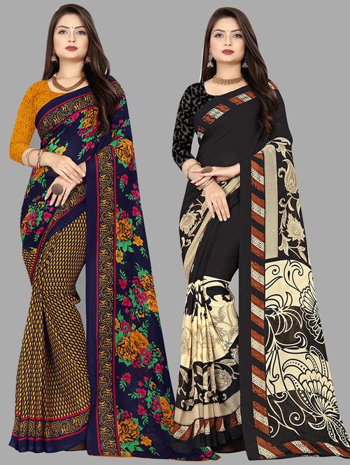 women pack of 2 casual wear combo sarees with blouse - 21427358 - Very Small Image - 1