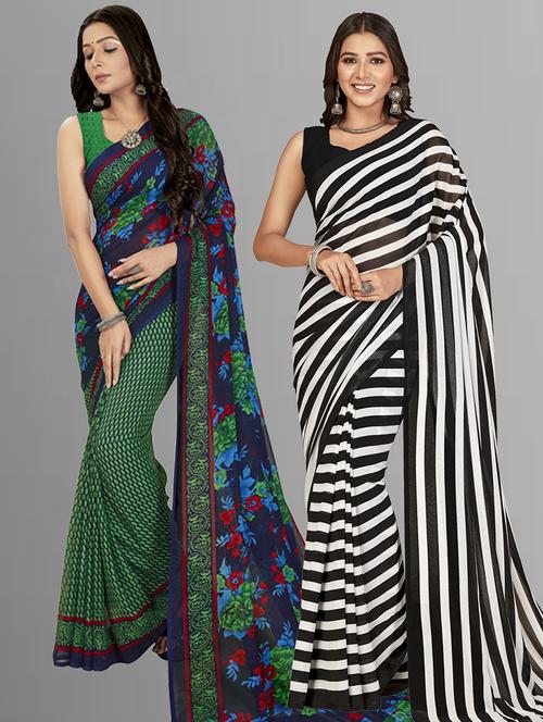 women pack of 2 casual wear combo sarees with blouse - 21427371 - Very Small Image - 1