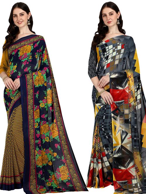 women pack of 2 casual wear combo sarees with blouse - 21427373 - Very Small Image - 1
