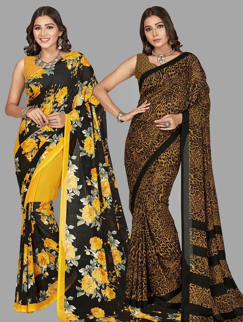 women pack of 2 casual wear combo sarees with blouse - 21427407 - Very Small Image - 1