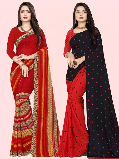 women pack of 2 casual wear combo sarees with blouse - 21427481 - Very Small Image - 1