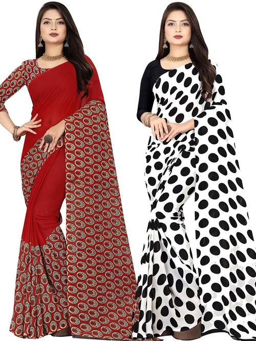 women pack of 2 casual wear combo sarees with blouse - 21427491 - Very Small Image - 1