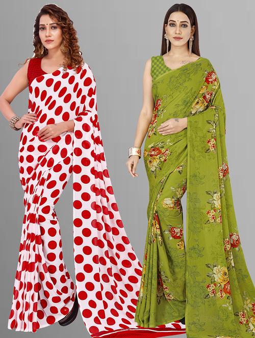 women pack of 2 casual wear combo sarees with blouse - 21427494 - Very Small Image - 1