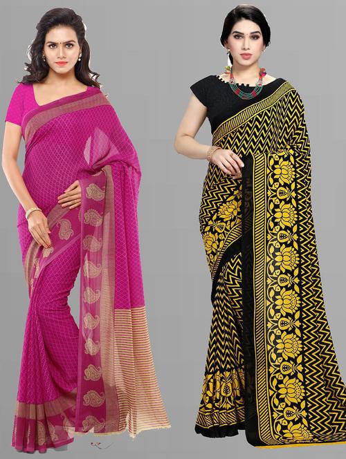 women pack of 2 casual wear combo sarees with blouse - 21427517 - Very Small Image - 1