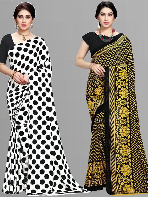women pack of 2 casual wear combo sarees with blouse - 21427527 - Very Small Image - 1