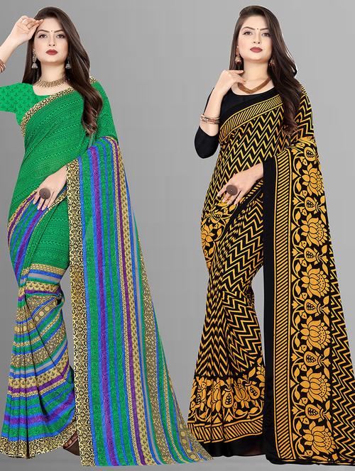 women pack of 2 casual wear combo sarees with blouse - 21427529 - Very Small Image - 1