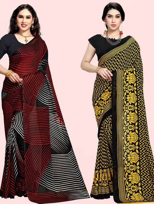 women pack of 2 casual wear combo sarees with blouse - 21427531 - Very Small Image - 1
