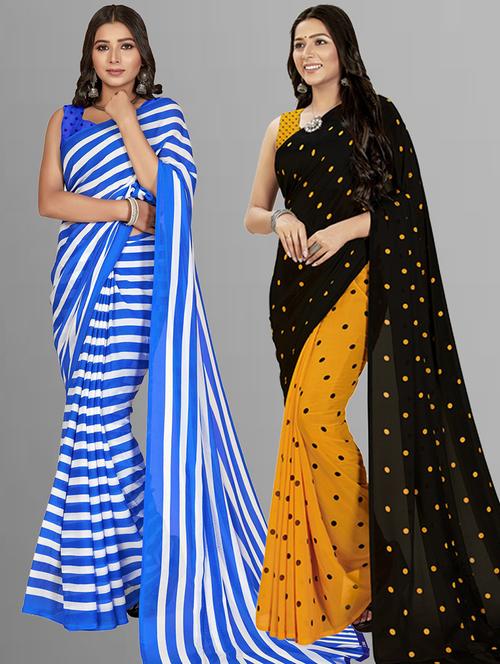women pack of 2 casual wear combo sarees with blouse - 21427624 - Very Small Image - 1