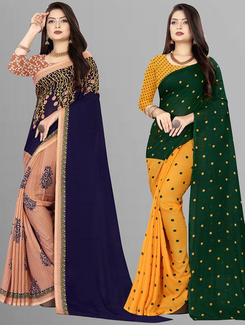 women pack of 2 casual wear combo sarees with blouse - 21427633 - Very Small Image - 1