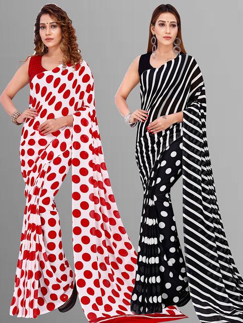 women pack of 2 casual wear combo sarees with blouse - 21427664 - Very Small Image - 1