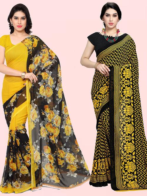 women pack of 2 casual wear combo sarees with blouse - 21427682 - Very Small Image - 1