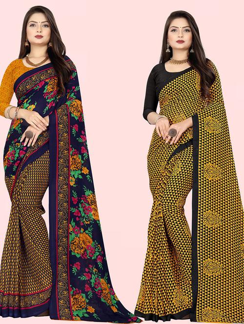 women pack of 2 casual wear combo sarees with blouse - 21427703 - Very Small Image - 1