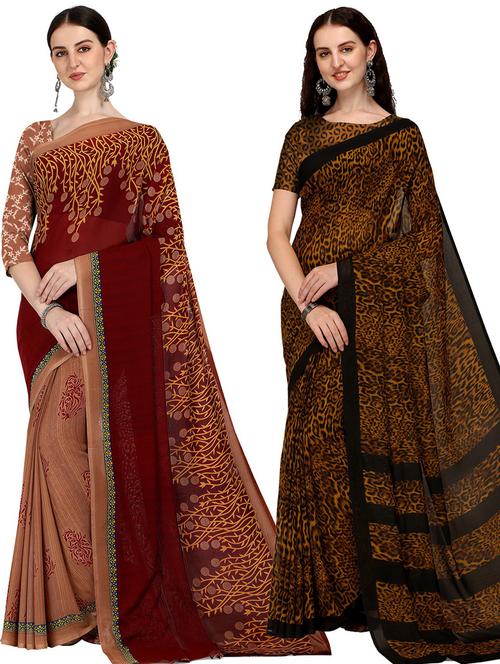 women pack of 2 casual wear combo sarees with blouse - 21427711 - Very Small Image - 1