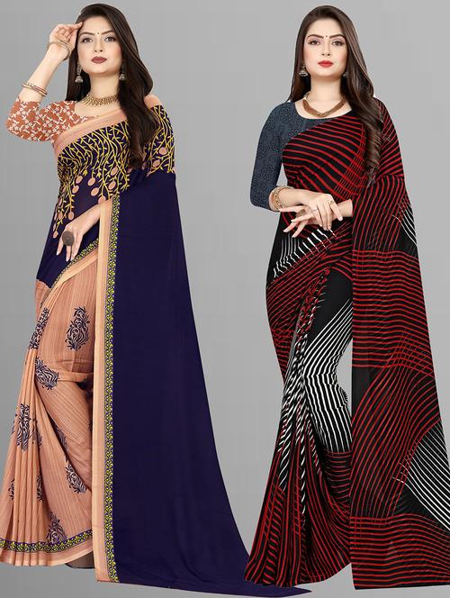 women pack of 2 casual wear combo sarees with blouse - 21427736 - Very Small Image - 1