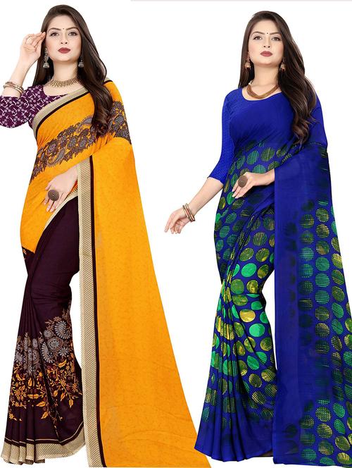 women pack of 2 casual wear combo sarees with blouse - 21427741 - Very Small Image - 1