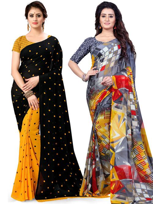 women pack of 2 casual wear combo sarees with blouse - 21427755 - Very Small Image - 1