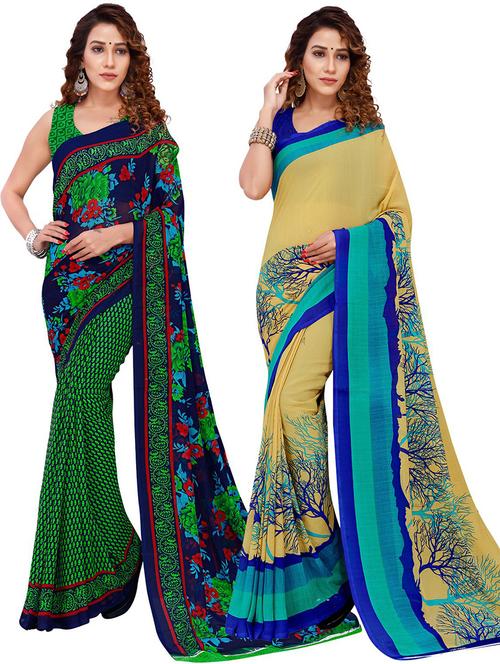 women pack of 2 casual wear sarees with blouse - 21427812 - Very Small Image - 1