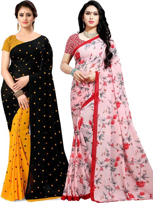 women pack of 2 casual wear sarees with blouse - 21427820 - Very Small Image - 1