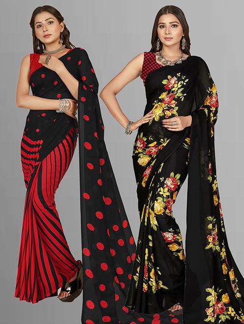 women pack of 2 casual wear sarees with blouse - 21427888 - Very Small Image - 1