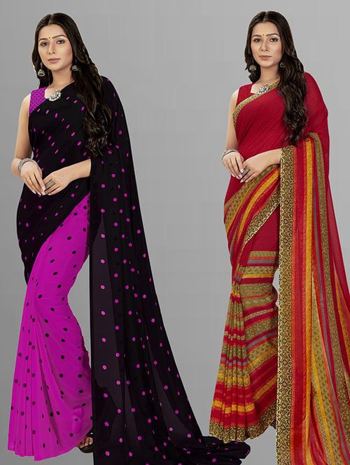 women pack of 2 casual wear combo sarees with blouse - 21427892 - Very Small Image - 1