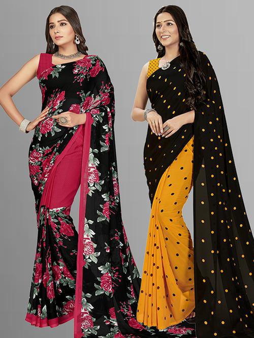 women pack of 2 casual wear sarees with blouse - 21427896 - Very Small Image - 1