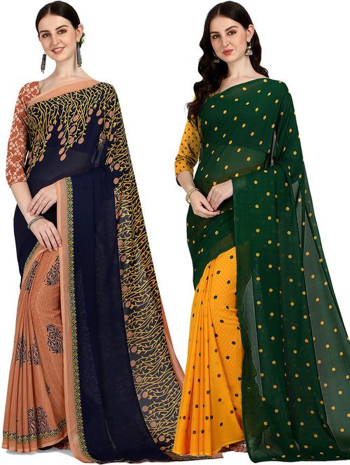 women pack of 2 casual wear sarees with blouse - 21427948 - Very Small Image - 1