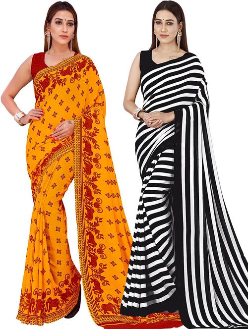 women pack of 2 casual wear combo sarees with blouse - 21428011 - Very Small Image - 1