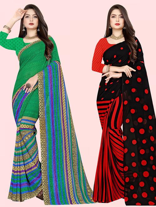 women pack of 2 casual wear combo sarees with blouse - 21428018 - Very Small Image - 1