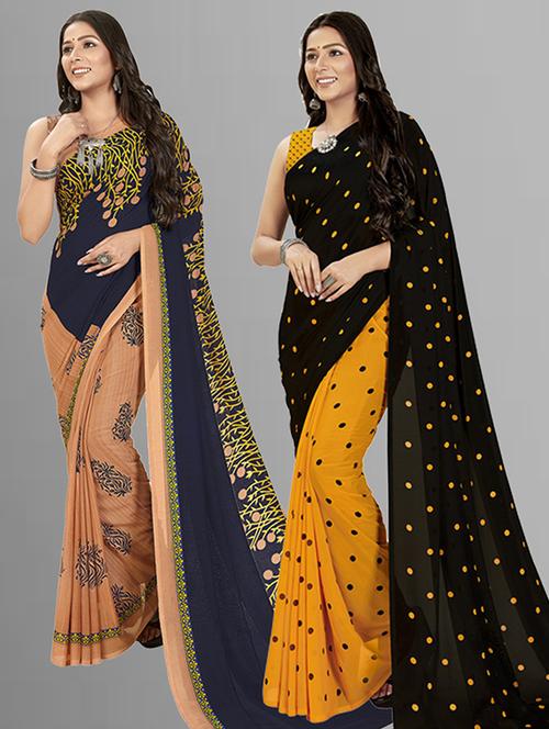women pack of 2 casual wear combo sarees with blouse - 21428040 - Very Small Image - 1