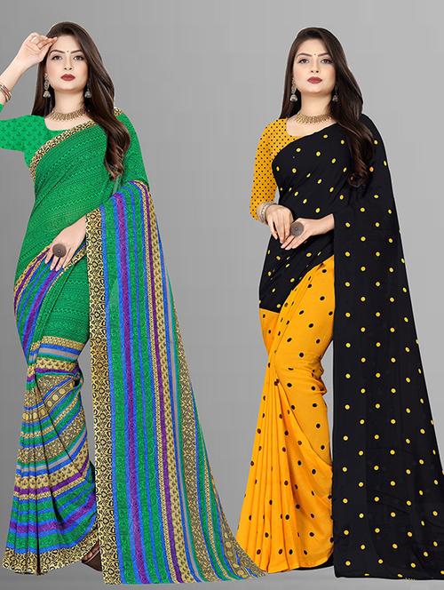 women pack of 2 casual wear sarees with blouse - 21428045 - Very Small Image - 1