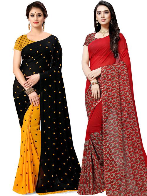 women pack of 2 casual wear combo sarees with blouse - 21428060 - Very Small Image - 1