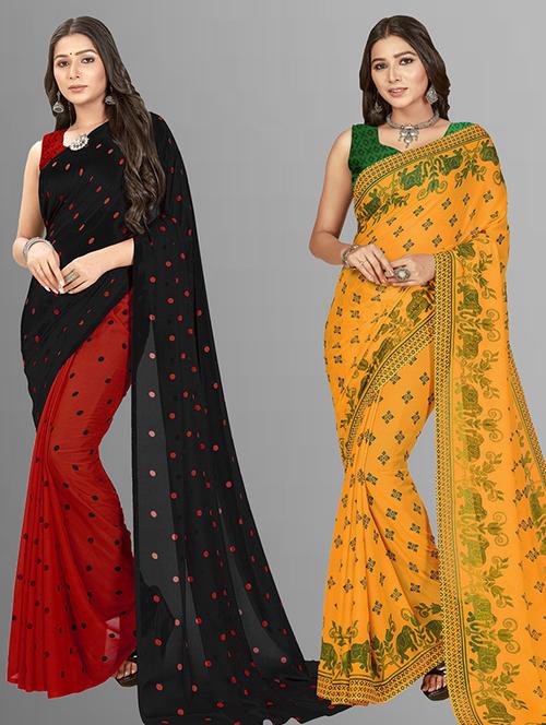 women pack of 2 casual wear combo sarees with blouse - 21428076 - Very Small Image - 1
