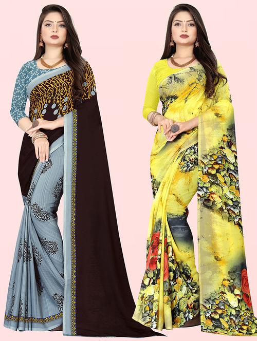 women pack of 2 casual wear combo sarees with blouse - 21428122 - Very Small Image - 1