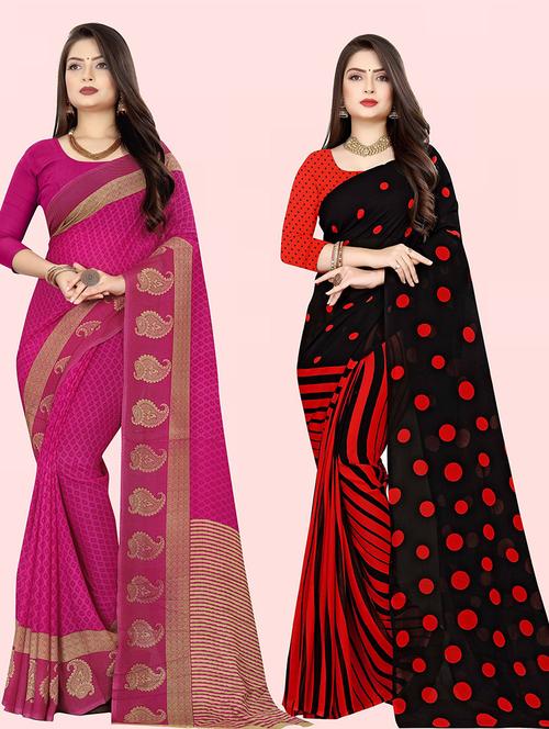 women pack of 2 casual wear combo sarees with blouse - 21428124 - Very Small Image - 1