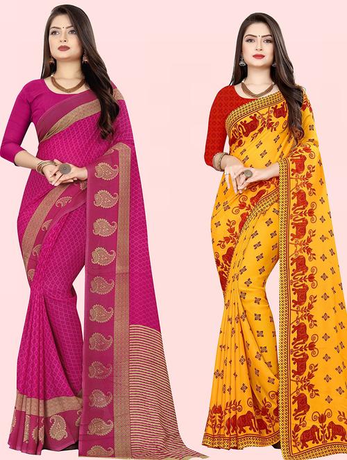 women pack of 2 casual wear combo sarees with blouse - 21428126 - Very Small Image - 1