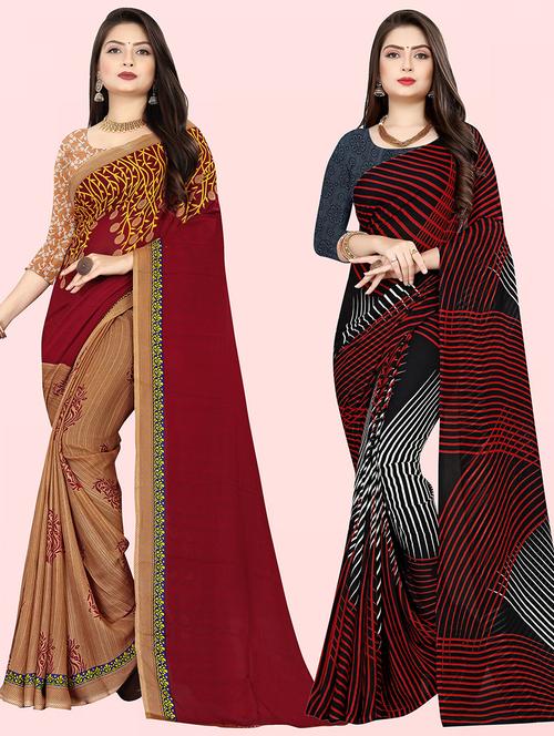 women pack of 2 casual wear combo sarees with blouse - 21428134 - Very Small Image - 1