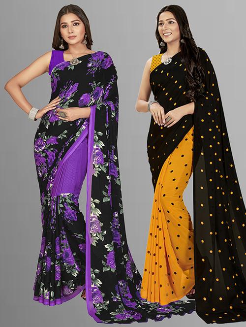 women pack of 2 casual wear sarees with blouse - 21428142 - Very Small Image - 1