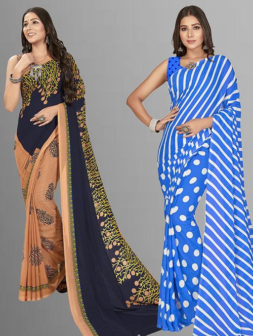 women pack of 2 casual wear combo sarees with blouse - 21428143 - Very Small Image - 1