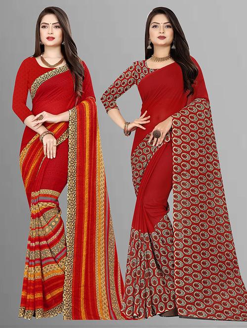 women pack of 2 casual wear combo sarees with blouse - 21428149 - Very Small Image - 1