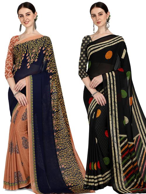 women pack of 2 casual wear sarees with blouse - 21428229 - Very Small Image - 1