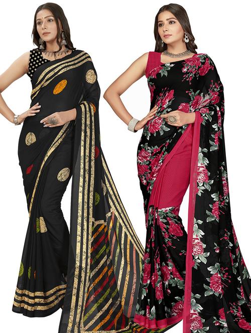 women pack of 2 casual wear combo sarees with blouse - 21428230 - Very Small Image - 1