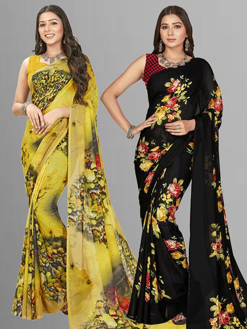 women pack of 2 casual wear combo sarees with blouse - 21428307 - Very Small Image - 1