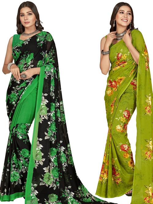 women pack of 2 casual wear combo sarees with blouse - 21428313 - Very Small Image - 1
