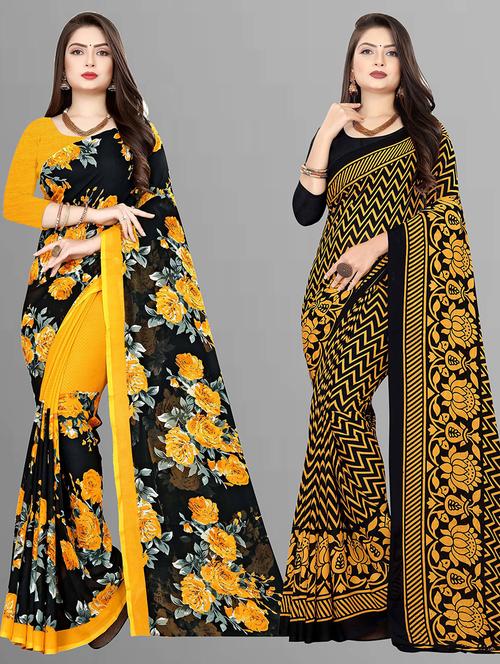 women pack of 2 casual wear combo sarees with blouse - 21428321 - Very Small Image - 1