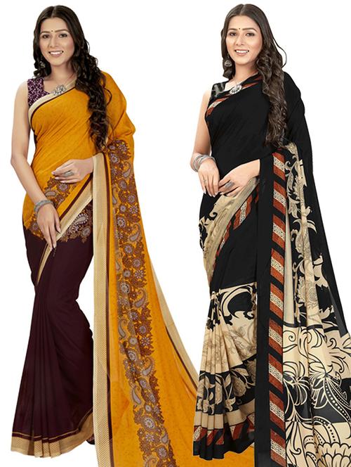 women pack of 2 casual wear sarees with blouse - 21428322 - Very Small Image - 1