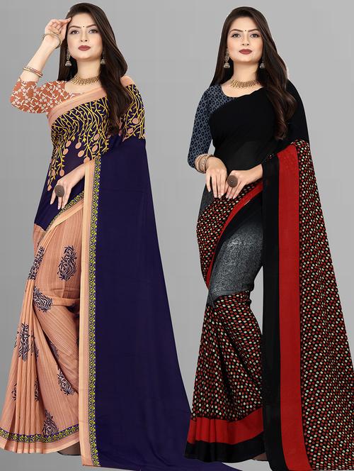 women pack of 2 casual wear combo sarees with blouse - 21428325 - Very Small Image - 1